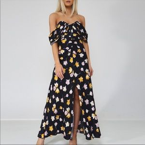 Self-portrait black floral maxi dress. Size 6.